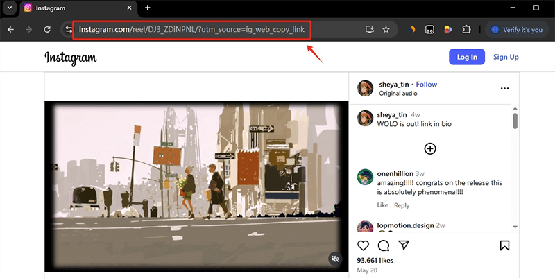 copy instagram video url