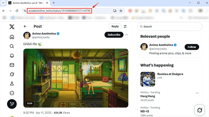 Twitterの動画リンクをコピー