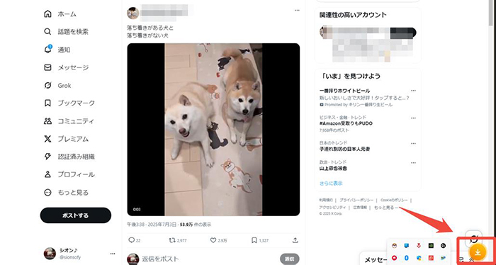 StreamFab twitter「ダウンロードボタン」をクリック