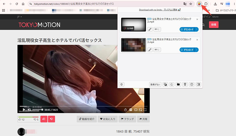 TokyoMotion 動画 検出 chrome